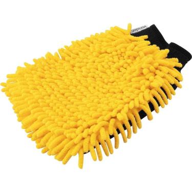 Imagem de Luva Multiuso para Limpeza com Tela para Remover Insetos Microfibra Punho Elástico Lavagem de Veículos Amarela e Preta