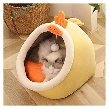 Imagem de Almofada para cães e gatos para animais de estimação, cama de gato doce, cesta quente para animais de estimação, almofada aconchegante para gato, casa, barraca muito macia, pequena para tapete lavável na caverna e gatos (cor: A, tamanho: M (40 x 40 x 32 cm)