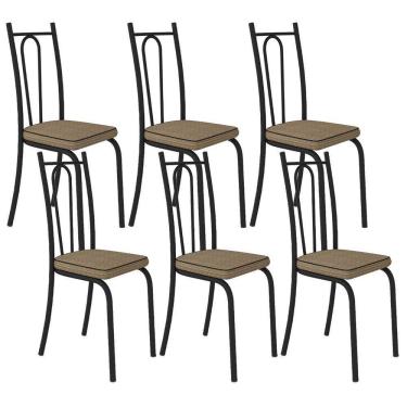 Imagem de Kit 06 Cadeiras 123 Linha Europa Preto Fosco Corino Rattan Artefamol 