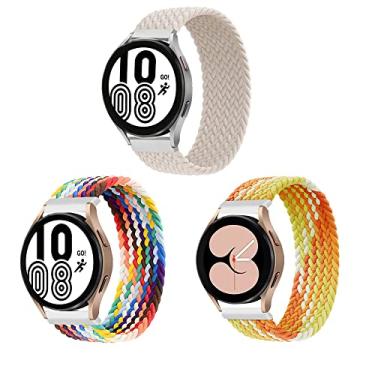 Imagem de ALMNVO Pacote com 3 pulseiras de nylon trançadas elásticas para Samsung Galaxy Watch 5 de 40 mm e 44 mm/LTE 44 mm/5 Pro de 45 mm/4 40 mm/4 classic 46 mm/42mm/3 41 mm/Ativo, pulseira elástica, 20 mm-P