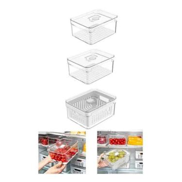 Imagem de Kit Organizadores De Geladeira 2,2L Frutas E Legumes 3 Pçs