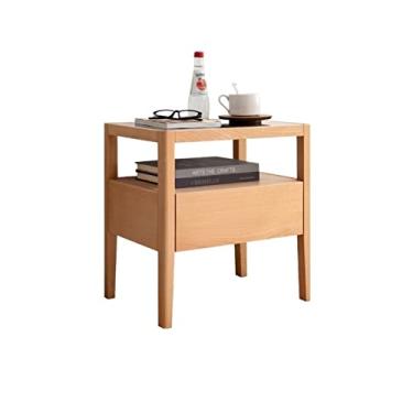 Imagem de Mesa de café Mesa de mesa lateral lateral simples de 2 camadas de vidro de madeira mesa de sala de estar do escritório mesa de lâmpada de mesa de café Mesa final