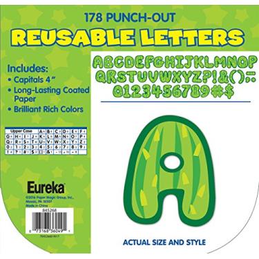 Imagem de Eureka Letras temáticas de cacto para decoração de sala de aula, 178 peças, 10 cm de altura, letras de cacto afiadas (845268)