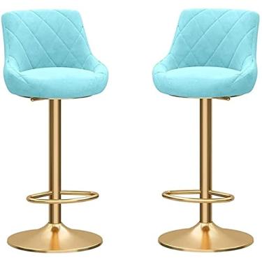 Imagem de Banco Alto Com Encosto, Banco Alto Para Café Da Manhã, Tecido De Veludo, Banco Alto Giratório Ajustável Mecanicamente, Cromado E Apoio Para Os Pés, Fácil De Montar, Para Cozinha/Bar (Color : A1)