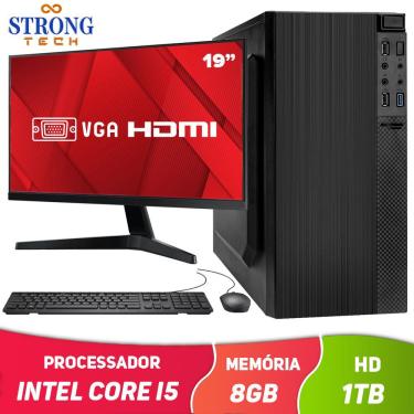 Imagem de Computador Completo Pc Intel Core i5 8GB HD 1TB Monitor 19&quot; Teclado e Mouse Cpu Desktop Strong Tech