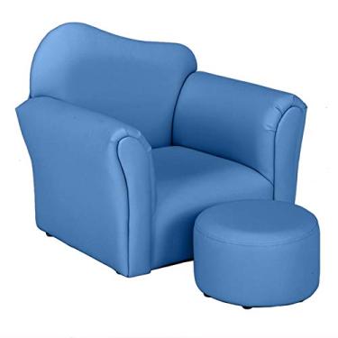 Imagem de Sofá infantil couro pvc cadeira, mini sofá infantil para dobrar as costas azul mini, presente infantil ideal, poltrona infantil