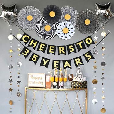 Imagem de 35th Birthday Decorations for Women or Men by Homond, 35th Anniversary Decorations, 35th Bday Decorations, Cheers to 35 Years Banner, 35 Birthday Decor, 35 Years Old Party Favours Supplies