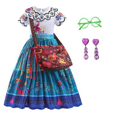 Imagem de Yipkorra Encanto Mirabel Costume for Girls Cosplay Isabella Outfit Princess Halloween Dress Up With Earrings (Mirabel B, 10-11 Years)