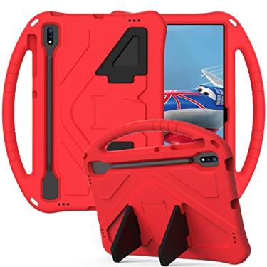 Imagem de Capa para tablet para crianças capa para Samsung Galaxy Tab S7 Plus SM-T970/T975/T9766 capa, para crianças Eva à prova de choque leve à prova de choque capa para tablet suporte à prova de quedas (cor: vermelho)