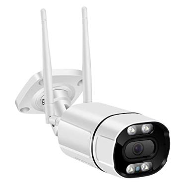 Imagem de Câmera de segurança WiFi 1080P externa, câmera Bullet WiFi 2.4G 2MP com detecção de movimento, holofotes, visão noturna colorida, áudio bidirecional
