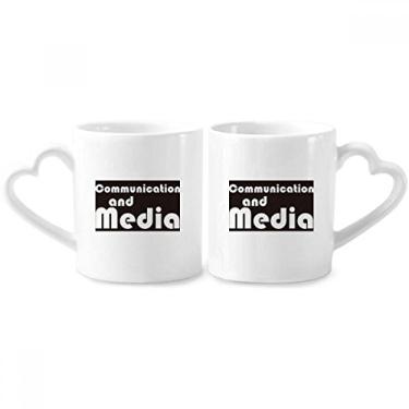 Imagem de Major Communication and Media Conjunto de canecas de porcelana preta para casais, copo de cerâmica para amantes e coração