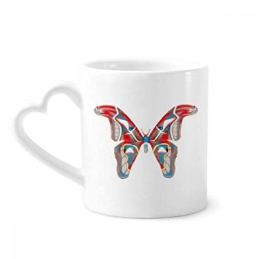Imagem de Borboleta 3D em cor vermelha e azul caneca café cerâmica copo de coração de vidro
