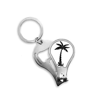 Imagem de Planta coqueiro contorno preto cortador de unhas abridor chaveiro tesoura