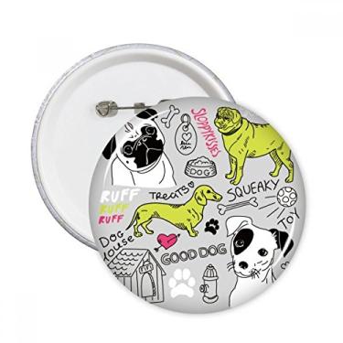 Imagem de Desenho animado cachorro texto ilustração brinquedo padrão pinos redondos crachá botão decoração roupas 5 peças presente