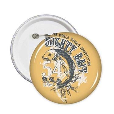 Imagem de Desenho de linha peixe Mighty Bait padrão pinos crachá botão decoração acessório 5 peças