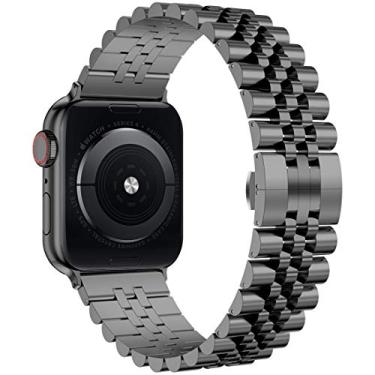 Imagem de Wolait Pulseira masculina compatível com Apple Watch Ultra 3/Ultra 2 de 49 mm, 46 mm, 45 mm, 44 mm e 42 mm, cinza espacial