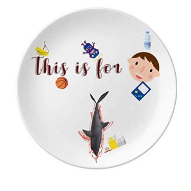 Imagem de Sharks Pendurar de cabeça para baixo Manchas de Sangue Suspensão Prato de Porcelana Prato Redondo Menino Homem