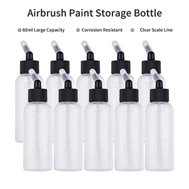 Imagem de LUGU 10pcs 65ml Airbrush Paint Bottle s de ação dupla Sifão mentação Airbrush Acessórios com 4pcs Funil Escala Linha Tampas de bor cha compatíveis com Iwata Badger Paasche Master Airbrush