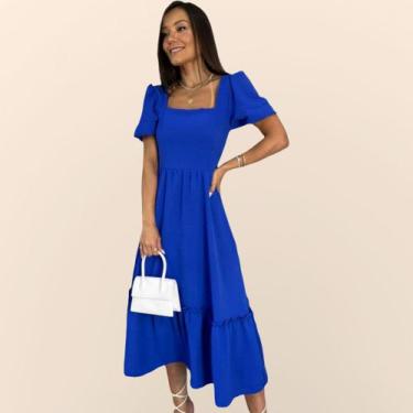 Imagem de Vestido Midi Barrado Maria Nana Marie Vestido Midi Azul Royal