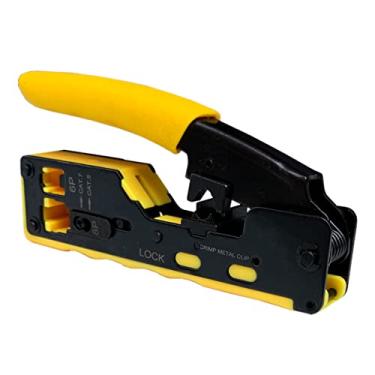 Imagem de Alicate para Crimpar Multi-Função RJ11, RJ12, RJ45 de Passagem CAT5, CAT6 SC671, Preto e Amarelo, Kokay