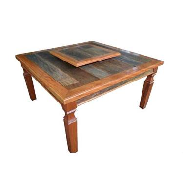 Imagem de Mesa Rústica Nalva Com Prato Giratório em Madeira de Demolição - Cód 2369