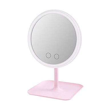 Imagem de heaven2017 Brilho ajustável LED espelho de maquiagem penteadeira lâmpada vaidade espelho USB recarregável Pink Single Light Color Mirror