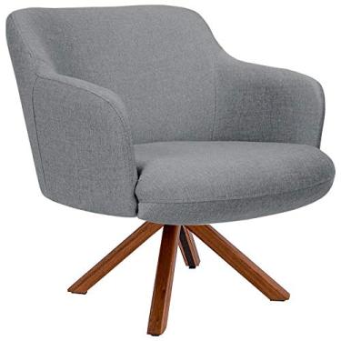 Imagem de Poltrona Decorativa Para Sala de Estar Jade D02 Linho Cinza C-416 - Lyam Decor