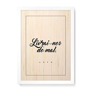 Imagem de Arte Maníacos Quadro Decorativo em Madeira Livrai-nos do Mal Amém - 23x16,25cm (Moldura caixa em laca branca)