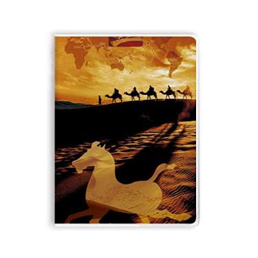 Imagem de Diário de capa macia com estampa "Desert Along the Way to the Silk Road Mapa de camelo