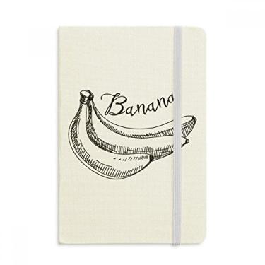 Imagem de Caderno de ilustração de desenho de linha de frutas banana, capa dura de tecido, diário clássico