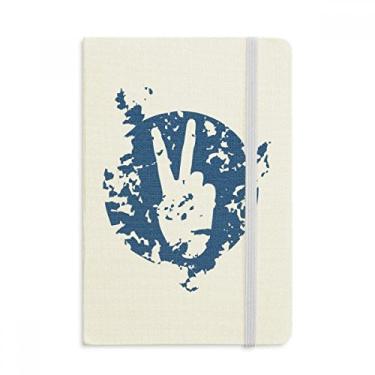 Imagem de Caderno com desenho de vitória com símbolo azul, capa rígida, agenda clássica A5