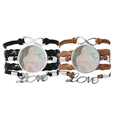 Imagem de DIYthinker Pulseira de Aquarela em Estilo Chinês Beleza com Pássaro Pulseira de Couro Corda Conjunto Duplo Presente