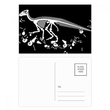 Imagem de Conjunto de cartões postal pretos Dinosaur Bone Bones Cartão de felicitações para envio de aniversário