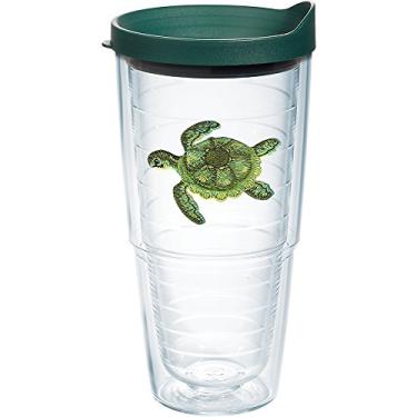 Imagem de Tervis Copo de viagem com isolamento térmico de parede dupla Tropical Animal Collection Made in USA mantém as bebidas frias e quentes, 680 g, tartaruga