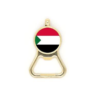 Imagem de Chaveiro de aço inoxidável com bandeira nacional da África do Sudão, abridor de garrafas de cerveja