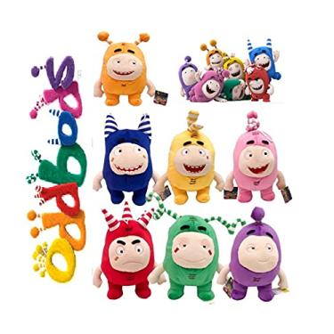 Imagem de 7 Bonecos Pelúcias Oddbods Pelucia Personagens Fuse Slick Bubbles Zee Pogo Jeff Newt Personagem Oddboods Desenho Infantil