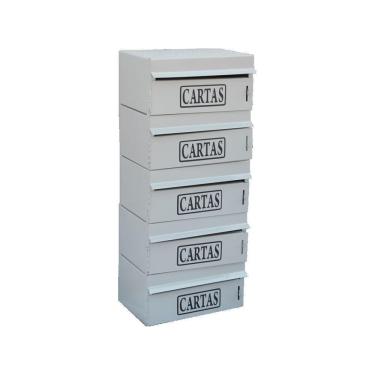 Imagem de Caixa Correio Condomínio Frontal Para Muro Cinza 5 Módulos