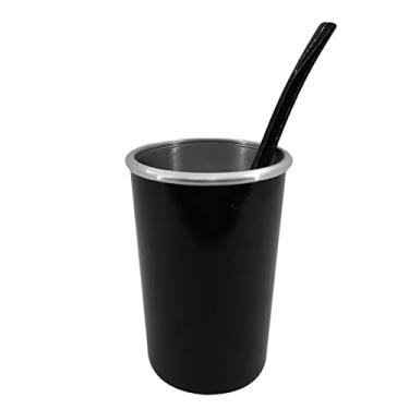 Imagem de Kit Para Tereré Em Alumínio 1 Copo Cuia E Bomba Coloridas Cor: Preto