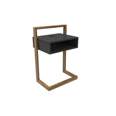 Imagem de Mesa de Cabeceira Volt Artemobili 46 cm Madeira Maciça e Mdf Cor Preto e Garapa