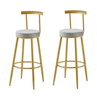 Imagem de Cadeiras de jantar cadeiras de sala de jantar, balcões de bar altos conjunto de 2 bancos de bar de veludo para café da manhã banquetas de jantar cadeiras de bar de altura fixa com apoio para os pés para bar de café da manhã, balcão, cozinha Tudo está bem
