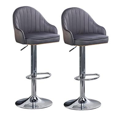 Imagem de Cadeiras de jantar cadeiras de sala de jantar elegantes bancos de bar giratórios ajustáveis conjunto de 2 cadeiras de bar de cozinha de veludo acolchoado grosso de veludo com encosto e apoio para os pés, bancos de bar de café da manhã com encosto alto para casa Kitc