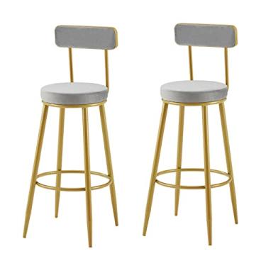 Imagem de Cadeiras de jantar, banquetas de bar, balcão, conjunto de 2 bancos de bar altos de veludo para café da manhã, banquetas de jantar, cadeiras de bar de altura fixa com apoio para os pés para bar de café da manhã, balcão, cozinha Tudo está bem