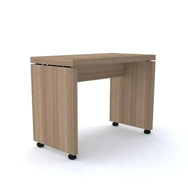 Imagem de Mesa Aparador 90 x 50 cm Pé Painel com Rodízio Pe50 em Mdp Cor Noce Naturalle detalhe P...