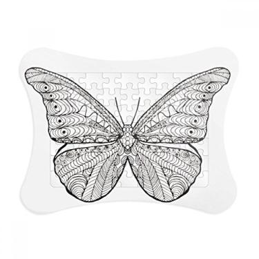 Imagem de Linda borboleta animal retrato esboço moldura de quebra-cabeça decoração de imagem ornamento de jogo quebra-cabeça