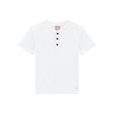 Imagem de Camiseta Branca Botões Malha Flame Infantil Milon