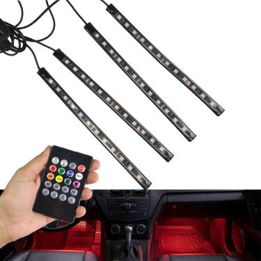 Imagem de Barra Neon Led Carro 8 Cores RGB Controle Moto Musica Wireless Iluminaçao Decoraçao