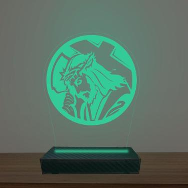 Imagem de Luminária Led 3d Jesus Abajur Luxo