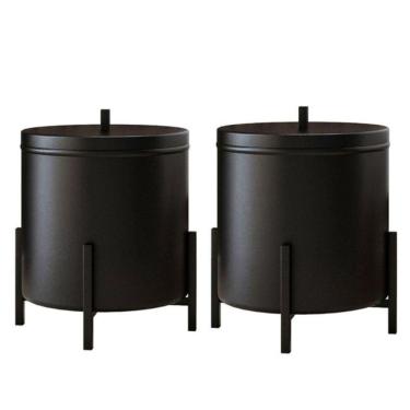 Imagem de Kit 2 Lixeira Cesto De lixo De Banheiro Cozinha Level Preto