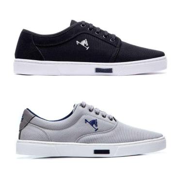 Imagem de Tênis Masculino Polo Joy Casual Em Lona Solado Reto Kit 2