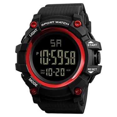 Imagem de Relógio feminino digital esportivo de luxo ao ar livre analógico militar LED digital à prova d'água relógio masculino masculino, Vermelho, One Size, Digital